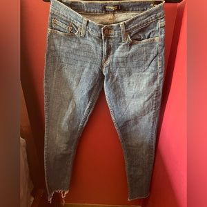 Levis 524 Size 5M Blue Too Super Low Jeans Cut Off Bottoms 5 Pocket Belt Loops